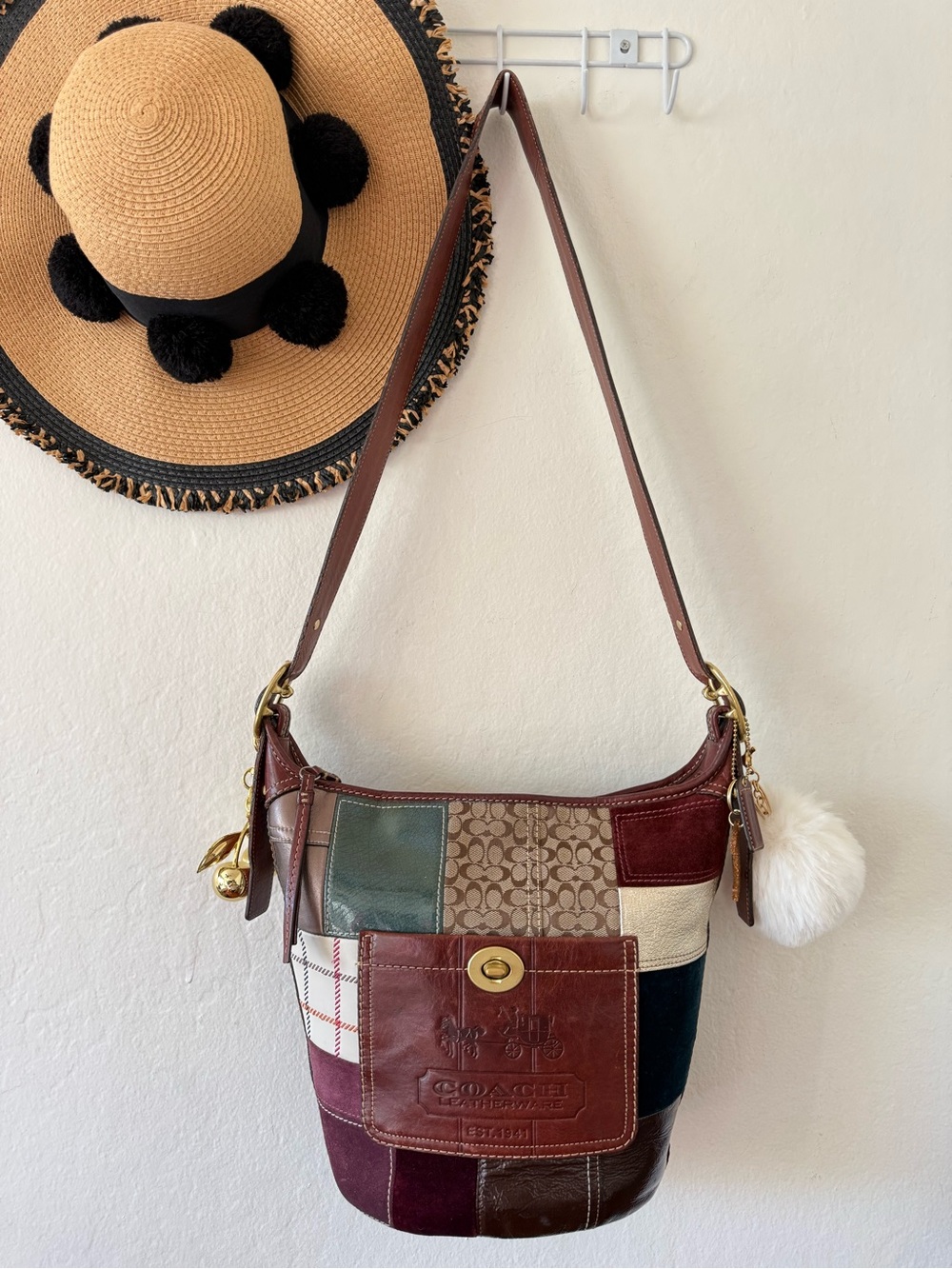 Vintage Coach Holiday Patchwork Bleeker Duffle Bucket Bag Y2K 2007